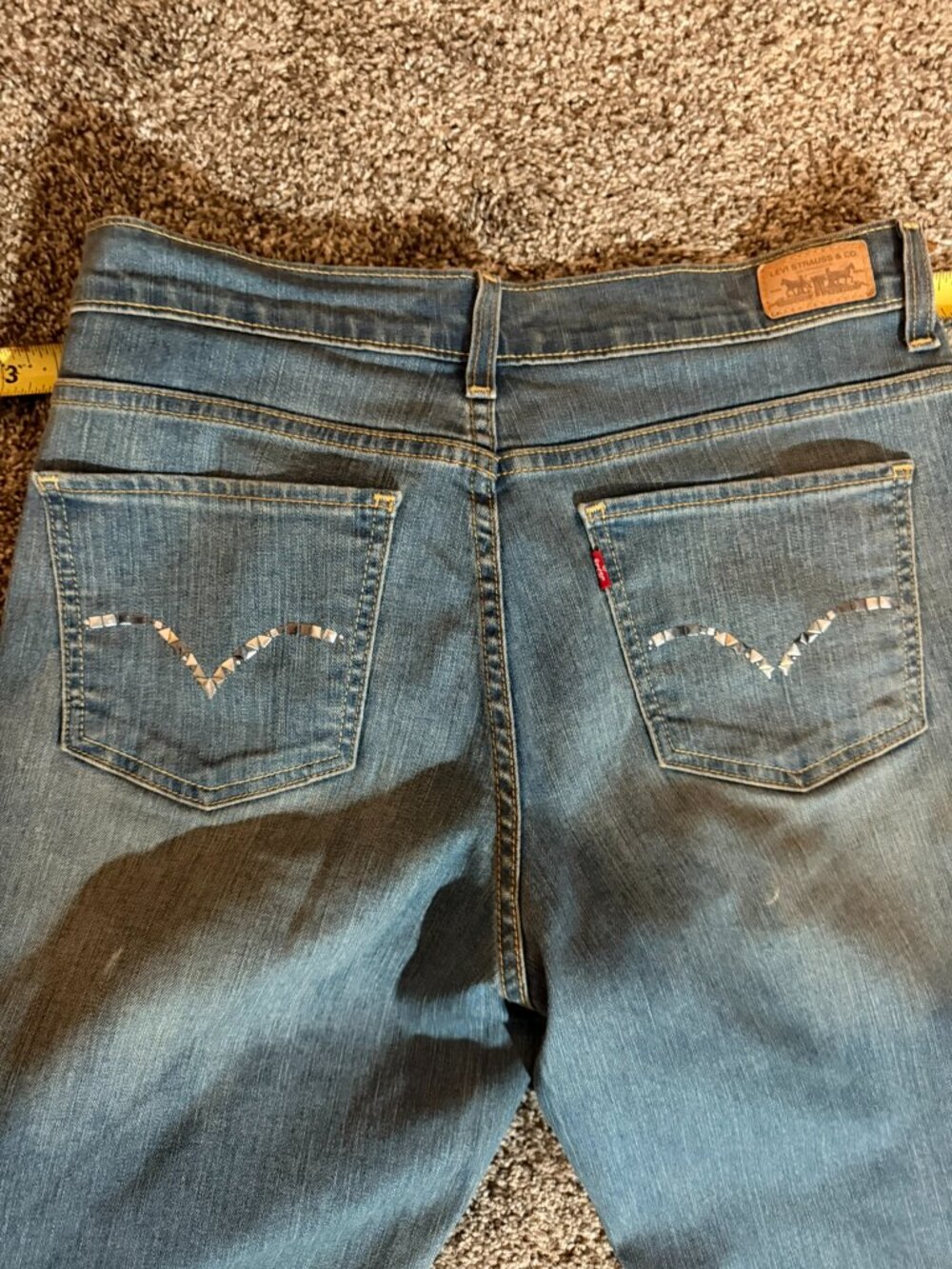 Levis 512 Perfectly Slimming Boot Cut Jeans Rhinestone Pocket Y2K Womens Size 10